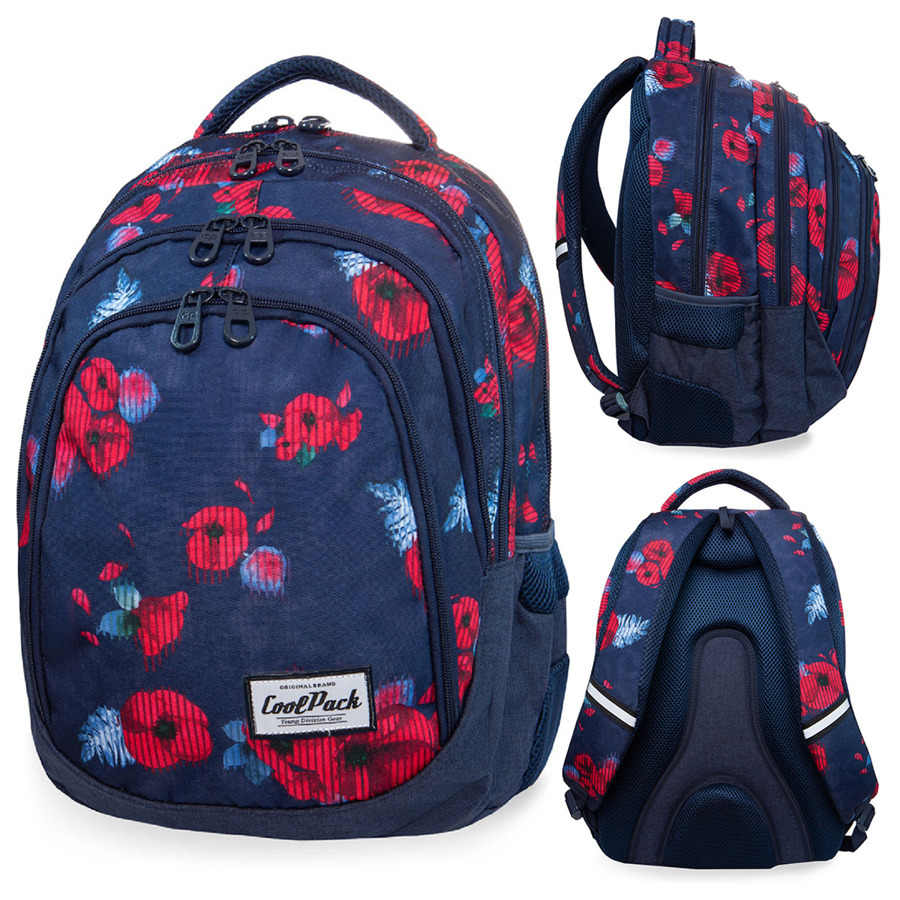 Školský mládežnícky batoh CoolPack Drafter Red Poppy s odolnou konštrukciou